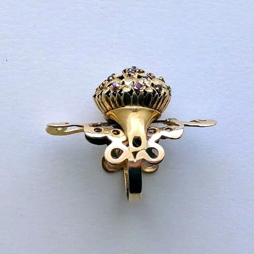 Antique Large Solid 14k Yellow Gold Ruby Sapphire… - image 3